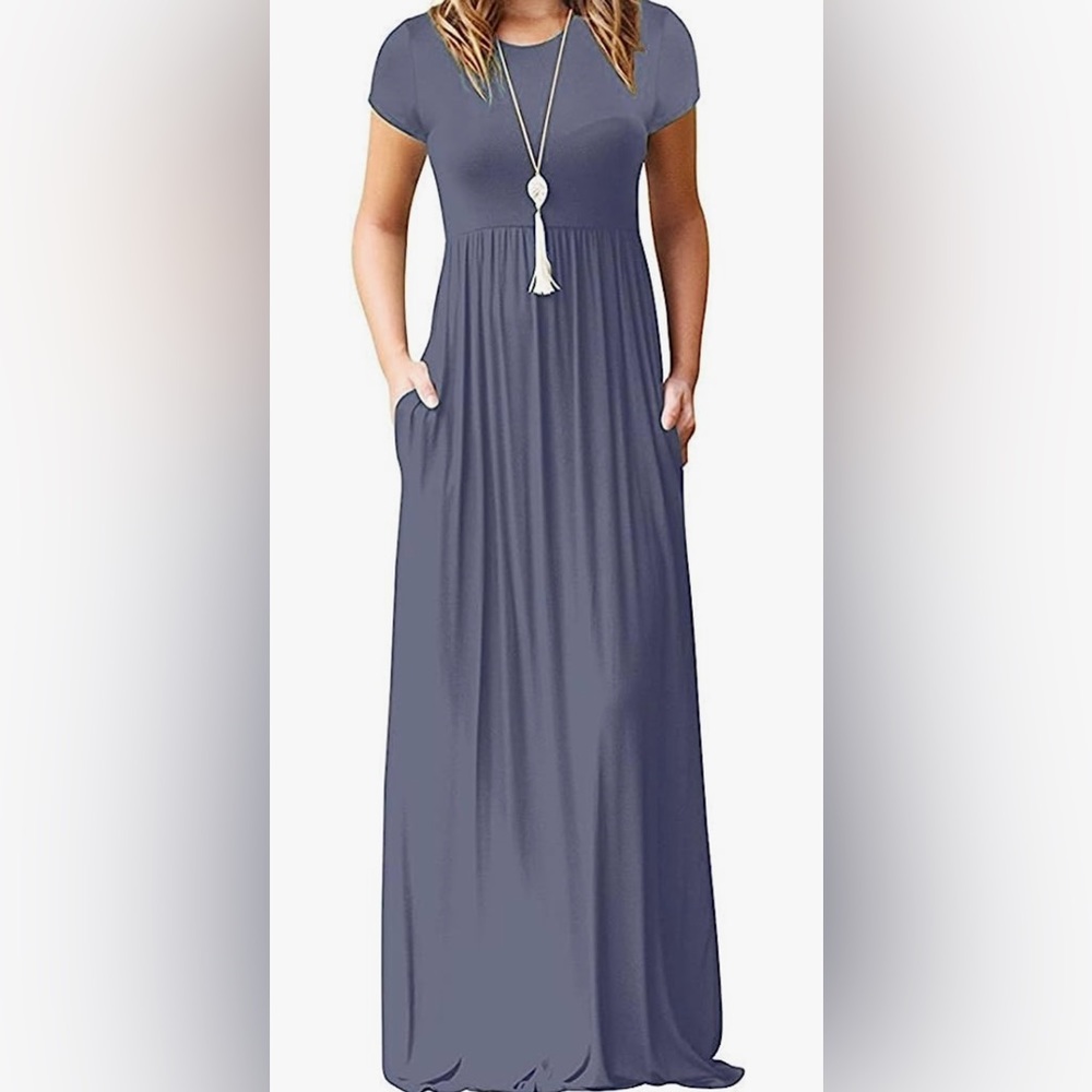 GRECERELLE Women's Long Maxi Dress with Pockets Size L